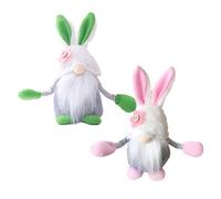 CORHAD 2 Pcs Easter Bunny Plush Dolls Set, Long Fur Pink and Green Bunny Gnome Ornaments, Adorable Stuffed Animal Decorations for Easter Party and Home Display