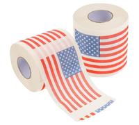 CORHAD 2 Rolls American Flag Printed Toilet Paper Toilet Tissue Roll Wood Pulp Skin-Friendly Creative Embossed Design