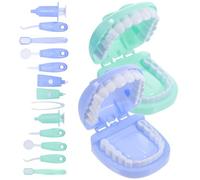 CORHAD 2 Sets Dentist Pretend Play Set with Realistic Medical Tools for Boys and Educational Role Play to Encourage Imagination and Hand-eye Coordination Safe and Kit in Blue and Green