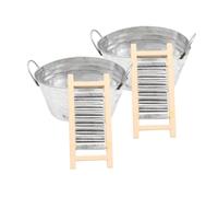 CORHAD 2 Sets Miniature Tin Basin and Washboard Dollhouse Accessories Decorative Mini Bathroom Furniture for Dollhouse Miniature Model Landscaping