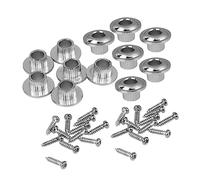CORHAD 2 Sets Semi-closed Silver Guitar Tuning Peg Bushings with Screws for Folk and Classical Acoustic Guitar Accessories Vintage Replacement Parts for Professional and Personal Use