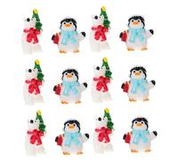 CORHAD 20pcs Christmas Miniature Resin Figurines Mini Bear and Penguin Statues for Desktop and Garden Decoration Sturdy Xmas Ornaments for Holiday Tabletop Display