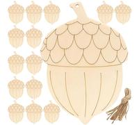 CORHAD 20Pcs DIY Painting Craft Xmas Pendants Wooden Acorn Shaped Cutouts Double-Sided Graffiti Tags Easy to DIY for Christmas Windows and Shops Decoration
