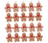 CORHAD 20pcs Gingerbread Man Pendant Soft Tiny Cute Charm’s Biscuit Beads Gingerbread Charms Christmas Little Ornament Necklace Decorations Make Key Jewelry DIY Brown Resin