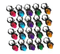 CORHAD 20pcs Halloween Spider Rings Set with Fake Gem Charms, Plastic Spider Jewelry for Women, Party Favors and Prank for Halloween and Christmas