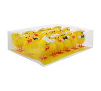 CORHAD 24pcs Easter Mini Chick Figurines Realistic Plush Stuffed Animal Decorations for Easter Party Favors and Spring Table Decor Soft and Plastic Farm Animals for Interactive Play