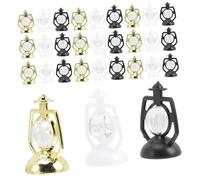 CORHAD 24pcs Miniature Lantern Ornaments Set Black White Gold, Mini Desk Lamp Xmas Decorative Home Desktop Lamp Ornaments for Dollhouse and Christmas Scene Model