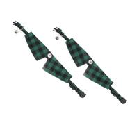 CORHAD 2pcs Adjustable Cat Collar Bell Adorable Kitten Neckwear Black and Green Checkered Pattern Soft and Comfortable for Small Pets for Daily Use