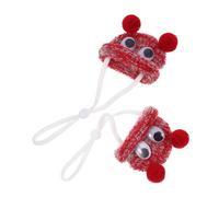 CORHAD 2pcs Adjustable Mini Knitted Hamster Hats Set Soft Cartoon Animal Headwear for Small Pets Like Guinea Pigs Lizards Birds Comfortable Daily Wear and Party Dress-up Accessories