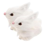 CORHAD 2pcs Adorable Furry Rabbit Model Realistic Simulation Rabbit Decorative Tabletop Ornament for Home Decor and