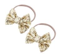 CORHAD 2pcs Baby Sequins Bow Hair Band Headband for Infant and Newborn, Golden Fabric Material, Creates Beautiful Hairstyles without Leaving Marks, Suitable for Daily Wearing