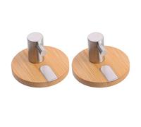 CORHAD 2pcs Bamboo Stainless Steel Wall Hanger Hook, No-Drill Mount | Thick Rounded Edges, Multifunctional Use for Towels and Hats, Home or Garden Patio Organization