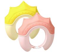 CORHAD 2pcs Bath Hat Shower Cap Silicone Ear Eye Protection Adjustable Hair Wash Shield for Boys Coral Pink Yellow