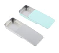 CORHAD 2pcs Bird Training Food Box with Push-pull Lid Small Metal Bird Feeder Snack Storage Container for Outdoor Use Silver White and Pale Green Feeding Case