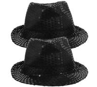 CORHAD 2pcs Black Satin Jazz Hat Party Costume Accessory for Adults, Masquerade and Magician Style Performing Props Suitable for Derby and Party Events