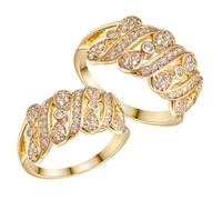 CORHAD 2pcs Bow Style Zircon Ring Copper Statement Ring Golden for Comfortable Fit All-day Wear