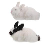 CORHAD 2pcs Bunny Stuffed Animal - Lifelike Furry Bunny Figurines for Easter Photography Props - Realistic Plush Rabbits for Birthday Party Favors Goodie Bag Fillers