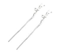 CORHAD 2Pcs Chinese Metal Hair Sticks for Long Hair Silver Geometric Irregular Mirror Surface Chopsticks with Wavy Twisted Lines Bun Accessories for Women
