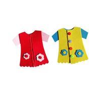 CORHAD 2PCS DIY Felt Button and Zipper for Educational Early Learning Clothes to Develop Hand-eye Coordination and Fine Motor Skills Red and Yellow Colors for Boys and Playing