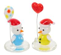 CORHAD 2Pcs Glass Snowman and Penguin Christmas Ornaments Set, Colorful Holiday Balloon Figurines for Festive Desktop and Tabletop Decoration