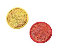 CORHAD 2pcs Handmade Cloth Singing Bowl Cushions Sound Bowl Mats Buddhist Ritual Pads Accessories Red Yellow for Meditation Yoga and Healing