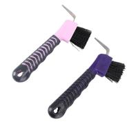 CORHAD 2Pcs Horse Grooming Kit with Ergonomic Hoof Pick and Dual-function Brush for Cleaning Horses Goats and Donkeys Easy to Use and Store Random Color