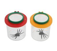 CORHAD 2pcs Insect Observation Box with 3x and 6x Double Lenses, Plastic Magnifier Cage for Outdoor Nature Exploration and Classroom Science Learning, Red and Yellow