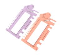 CORHAD 2pcs Knitting Needle Gauge Ruler for Crochet Hooks Abs Plastic Measuring Tool with Sheep Design, Needle Size Meter for Knitting and Crochet Crafts, Pink and Purple
