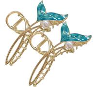 CORHAD 2pcs Large Mermaid Tail Hair Claw Clips for Women with Pearl Alloy Material, Convenient Use and Strong Jaw Grip, for Thick Hair at Festivals and Anniversaries