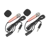 CORHAD 2pcs Mini Microphones for Computer and Phone, Simple to Use with Human Voice, Golden Stainless Steel Material, Light in Weight, for Karaoke and Recording