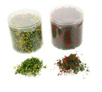 CORHAD 2pcs Miniature Grass and Flower Tufts for Model Railway and Fairy Garden DIY Realistic Simulation Leaves Easy Application for Hobbyists and Model Makers