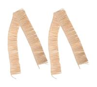CORHAD 2pcs Natural Raffia Craft Straws with Hawaiian Fringe Tassels, Cool and Breathable Material, Stylish and Unique 10cm Trim for Hawaiian Luau Party Decorations and Creative Wrapping