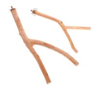 CORHAD 2pcs Natural Wood Bird Cage Perch Poles for Parrots and Budgies Forked Standing Branches for Climbing and Foot Exercise Easy Install Cage Accessory for Small and Large Birds