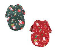 CORHAD 2pcs Pet Christmas Costume for Dogs and Cats Warm Fleece Hoodie Festive Print for Photography and Holiday Celebrations