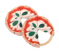 CORHAD 2pcs Pizza-shaped Dog Flying Disc with Cotton Rope Bite-resistant Fetching Flyer for Outdoor Training and Interactive Play for Active Dogs and Puppies
