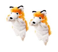 CORHAD 2pcs Plush Fox Hand Puppets Soft Brown Animal Finger Puppets Interactive Storytelling for Role Play and Imaginative Pretend Play