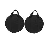 CORHAD 2pcs Portable Gong Bag 40cm Diameter 8cm Thick Single-layer Oxford Cloth Cymbal Carrier with Handle Waterproof Black Instrument Storage Pouch for Travel