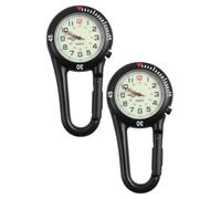 CORHAD 2pcs Quartz Fob Watches with Fluorescent Dial Alloy Backpack Belt Clips Dark Numerals Precise Timekeeping for Outdoor and Fitness Use
