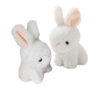 CORHAD 2pcs Rabbit Stuffed Animal: Cute White Bunny Plush Toy Soft Rabbit Cartoon Dolls Decorations - Bunny Keychain Charm For Kids Birthday Present