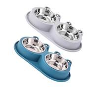 CORHAD 2pcs Raised Stainless Steel Pet Food Bowls with Non-slip Base Elevated Dog and Cat Water Dishes Anti-ant Design for Outdoor Feeding Puppy Water Bowls