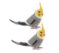 CORHAD 2PCS Realistic Cockatiel Parrot Model Solid Simulation Bird Figurines for Educational Play Tropical Themed Home and Garden Decoration Interactive Wildlife Learning