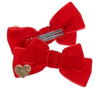 CORHAD 2Pcs Red Velour Bow Hair Clips for Hair Bows with Bowknot Design Comfortable and Easy to Wear Hairpins for Daily Life Shopping and Travel