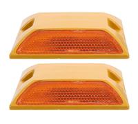 CORHAD 2Pcs Reflective Plastic Road Studs Pavement Markers Yellow White for Driveways Sidewalk Safety, Sturdy Roadside Reflectors for Traffic Guidance and Speed Control