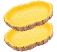 CORHAD 2Pcs Resin Reptile Water Dish with Anti-escape Rim Multi-function Tortoise Feeding Basin for Lizards Geckos Snakes and Small Reptiles Easy to Clean Terrarium Food Bowl