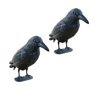 CORHAD 2pcs Simulation Crow Figurine Black Pe Material with Realistic Design and Portable Stand Steadily for Garden and Landscape Bird Scarer