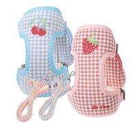 CORHAD 2pcs Small Dog Harness Backpack with Detachable Adjustable Straps for Puppies Polyester Vest with Plaid Print Convenient Training Leash and Storage Bag for Treats and Essentials