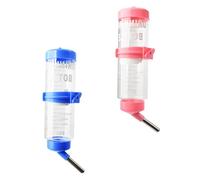 CORHAD 2pcs Small Pet Drinking Bottles for Rabbit and Chinchilla Leakproof Hanging Water Dispenser with Built Ball Non-deformable Blue Pink for Small Animal Cages