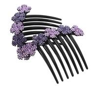 CORHAD 2pcs Sparkly Rhinestone Flower Hair Combs French Twist Side Clips with Teeth for Long Thick Hair Vintage Violet Floral Design