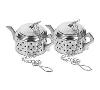 CORHAD 2pcs Stainless Steel Tea Infusers Loose Tea Strainers with Creative Teapot Shape Prevents Burning Fingers and No Taste or Odor for Home