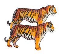CORHAD 2pcs Tiger Embroidery Patch Set for Garment and Clothes Repairing, Iron-on Rayon Tiger Shaped Patches Suitable for Shoes and Bags Decoration